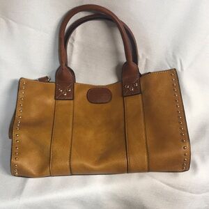 Brown Studded Tote Bag